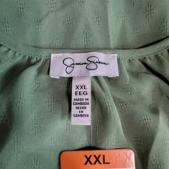 Jessica Simpson Green Ruched Shoulder Blouse  XXL - Picture 8 of 12